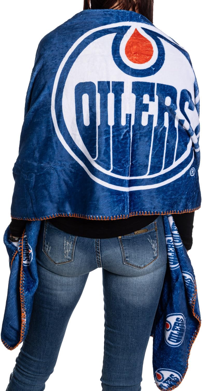 Calhoun NHL Surf & Skate Ladies Cozy Fleece Arena Wrap Shawl Cardigan with Front Pockets - Image 3